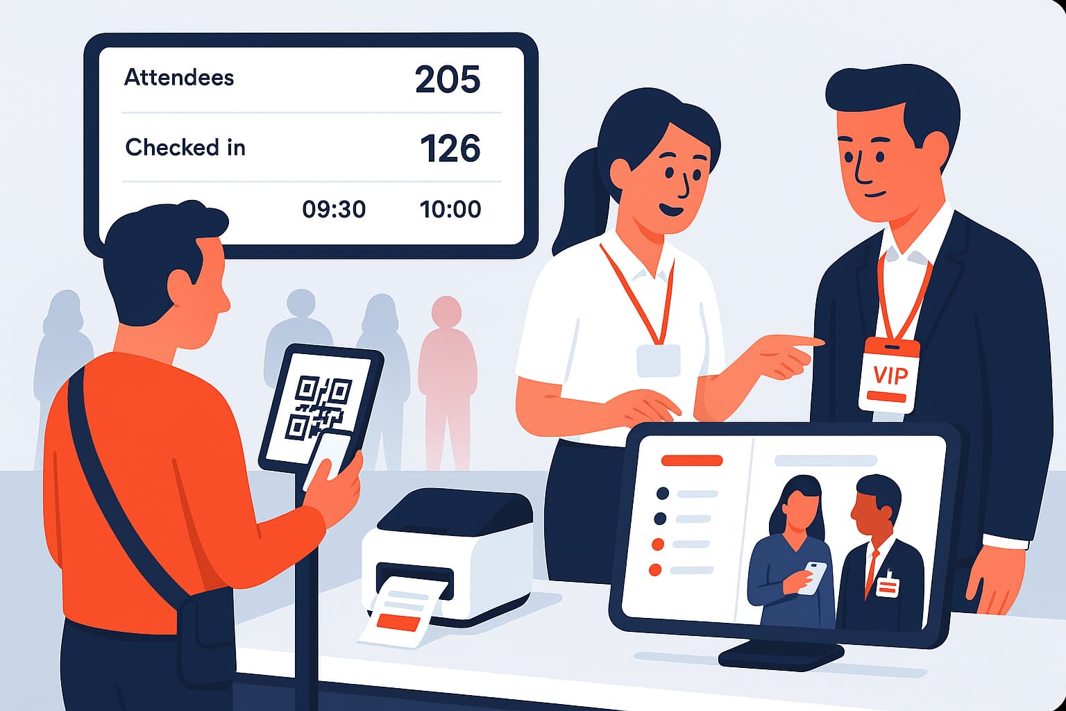 event check-in software   QR code event check-in  on-site badge printing  fast event registration  attendee experience 2025  event tech trends  seamless event check-in  contactless check-in solution  digital check-in kiosk